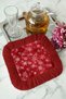 Crystal Snowflake Fringed Presentation Napkin - Bohemian Red Coaster Tissue That Reflects the Spirit of Winter - 6