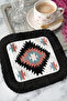 Ethnic Luxury Fringed Presentation Napkin - Geometric Bohemian Black and Red Design Coaster Napkin - 4