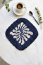 Royal Wave Elegance Fringed Presentation Napkin - Fluid Modern Blue Cream Bohemian Coaster Tissue - 2
