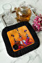 African Art Fringed Presentation Placemat Tissue - Ethnic Bohemian Warm Orange Black Presentation Napkin - 4