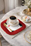 Elegant Art Illustration Tasseled Presentation Napkin-Modern Women's Black Red Coaster Tissue - 2