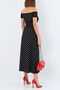 Polka Dot Waisted Giped Wrinkled Fabric Madonna Collar Women's Dress 125 cm - 4
