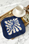 Royal Wave Elegance Fringed Presentation Napkin - Fluid Modern Blue Cream Bohemian Coaster Tissue