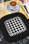 Luxurious Geometric Fringed Presentation Napkin - Monochrome Modern Black Gold Colored Coaster Tissue - 5
