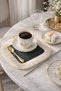 Luxury Bird Motif Fringed Presentation Napkin - Elegant Vintage Blue Gold Color Bohemian Coaster Tissue - 8