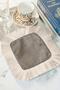 Luxury Square Fringed Decorative Fabric Napkin - Bohemian Beige Cream Coaster Tissue with Zebra Edge - 6