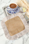 Luxury Retro Fringed Bohemian Presentation Napkin - Square Mosaic Bohemian Beige Colored Coaster Tissue - 5