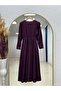 Loriya Buttoned Front Elastic Waist Bella Dress-Ek635 Plum - 7