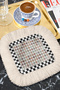 Eye-Catching Colorful Diamond Motif Fringed Presentation Napkin-Ethnic Cream Black Plaid Coaster Handkerchief - 5