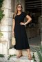 New Season Women's Short Sleeve V-Neck Slit Midi Viscose Dress - 2