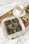 Vintage Elegant Spring Floral Fringed Presentation Napkin - Classic Ethnic Black Coaster Tissue - 5