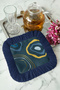 Elegant Geometric Fringed Presentation Napkin - Abstract Modern Navy Blue Gold Color Coaster Tissue - 2