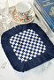 Elegant Plaid Fringed Decorative Fabric Napkin - Retro Navy Blue Coaster Tissue with Square Motif - 4
