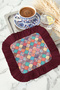 Saray Sparkling Fringed Service Cocktail Napkin - Colorful Geometric Bohemian Burgundy Coaster Tissue - 5