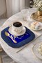 Palace Splendor Fringed Presentation Napkin - Luxury Ethnic Navy Blue Coaster Serving Napkin with Horse Motif - 4