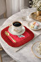 Winter Elegance Fringed Presentation Napkin-Christmas Celebration Bohemian Red and White Coaster Serving Napkin - 4