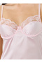 Light Pink Lace Trim Satin Slip Dress with Brief - 2
