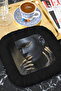 Luxury Black Women's Fringed Presentation Napkin - Artistic Portrait Bohemian Black Coaster Tissue - 3