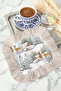 Winter Garden Snow View Fringed Presentation Napkin - Natural Rustic White Gray Beige Coaster Tissue - 2