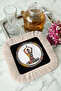 Ethnic Patterned Fringed Stylish Serving Napkin - Modern Bohemian Colorful Black Cream Coffee Tray Napkin - 4