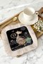 Floral Colorful Cat Fringed Presentation Napkin-Artistic Bohemian Floral Black Coaster Serving Tissue - 2
