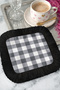 Luxury Plaid Fringed Decorative Fabric Napkin - Monochrome Modern Black and White Coaster Tissue - 4