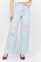 Women Regular Fit Ripped Non Stretchable Denim Jeans, Wash Blue