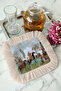 Miniature Palace Stories Fringed Presentation Napkin - Pastoral Ethnic Blue Coaster Tissue - 6