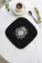 Sun Moon Motif Fringed Coffee Serving Napkin - Mystical Bohemian Black and White Coaster Tissue - 5