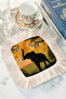 African Safari Silhouette Tasseled Presentation Napkin - Elephant and Sunset Bohemian Yellow Coaster Napkin - 6