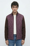 Full Zipper Quilted Knitwear Coat - Burgundy - Brown - 3