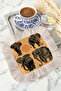 Indian Elephant Motif Fringed Presentation Napkin-Ethnic Bohemian Cinnamon Black Gray Coaster Serving Napkin - 6