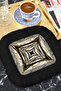 Chain Motif Fringed Serving Cocktail Napkin-Luxury Modern Black Gold Color Coaster Tissue - 8