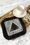 Mandala Luxury Fringed Presentation Napkin - Geometric Black Bohemian Floral Patterned Coffee Presentation Napkin - 4