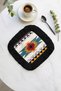 Ethnic Motif Fringed Presentation Napkin-Geometric Bohemian Black Fringed Turquoise Yellow Coaster Handkerchief - 7