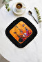 African Art Fringed Presentation Placemat Tissue - Ethnic Bohemian Warm Orange Black Presentation Napkin - 7