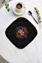 Neon Buddha Mandala Fringed Presentation Napkin-Spiritual Bohemian Black Color Coaster Serving Napkin - 2