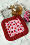 Luxurious Cherry Fringed Decorative Fabric Napkin - Cheerful Pink Retro Red Coaster Tissue - 8