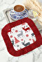 Northern Winter Deer Fringed Presentation Napkin-Snow Themed Rustic Red Gray Coaster Serving Napkin - 7