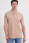 Men's Slim Fit 100% Cotton Short Sleeve Polo Collar Beige T-Shirt - 6