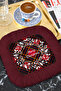 Flawless Winter Wreathed Fringed Presentation Decoration Handkerchief-Christmas Plaid Rustic Burgundy Coffee Side Napkin - 8