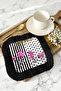 Baroque Striped Floral Fringed Presentation Napkin - Elegant Glam Bohemian Black Fuchsia Coaster Tissue - 3