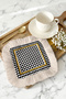 Black and White Checkered Gold Colored Fringed Presentation Napkin - Modern Luxury Beige Fringed Coaster Tissue - 2