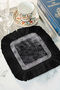 Greek Motif Fringed Bohemian Presentation Napkin - Classic Luxury Black Silver Modern Coaster Tissue - 7