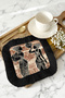 African-Inspired Artistic Fringed Bohemian Presentation Napkin - Ethnic Bohemian Black Cream Coaster Tissue - 3