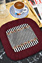 Luxurious Floral Fringed Decorative Fabric Napkin - Eclectic Black and White Burgundy Coaster Tissue - 5