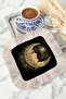 Luxurious Moon Face Motif Fringed Presentation Napkin - Mystical Night Bohemian Black Coaster Tissue - 5