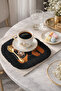 Elegant Crystal Embellished Fringed Presentation Napkin - Vintage Elegance Bohemian Black Coaster Tissue - 6