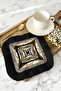 Chain Motif Fringed Serving Cocktail Napkin-Luxury Modern Black Gold Color Coaster Tissue - 6