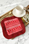 Nordic Winter Motif Fringed Presentation Napkin - Warm New Year's Rustic Red Coaster Serving Tissue - 2